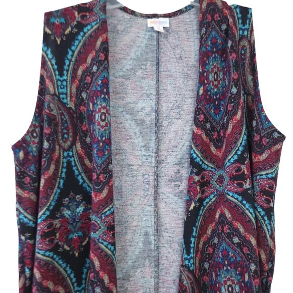 LuLaRoe Kimono Medium Paisley Print Sleeveless Midi Open Vest Boho Festival - Picture 3 of 6